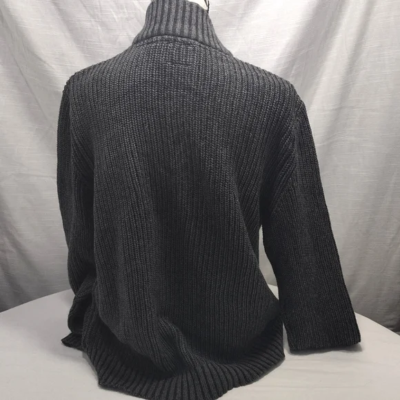 G. H. Bass & Co. Gray Ribbed Knit 1/4 Zip Mock Neck Pullover Sweater - Picture 8 of 16